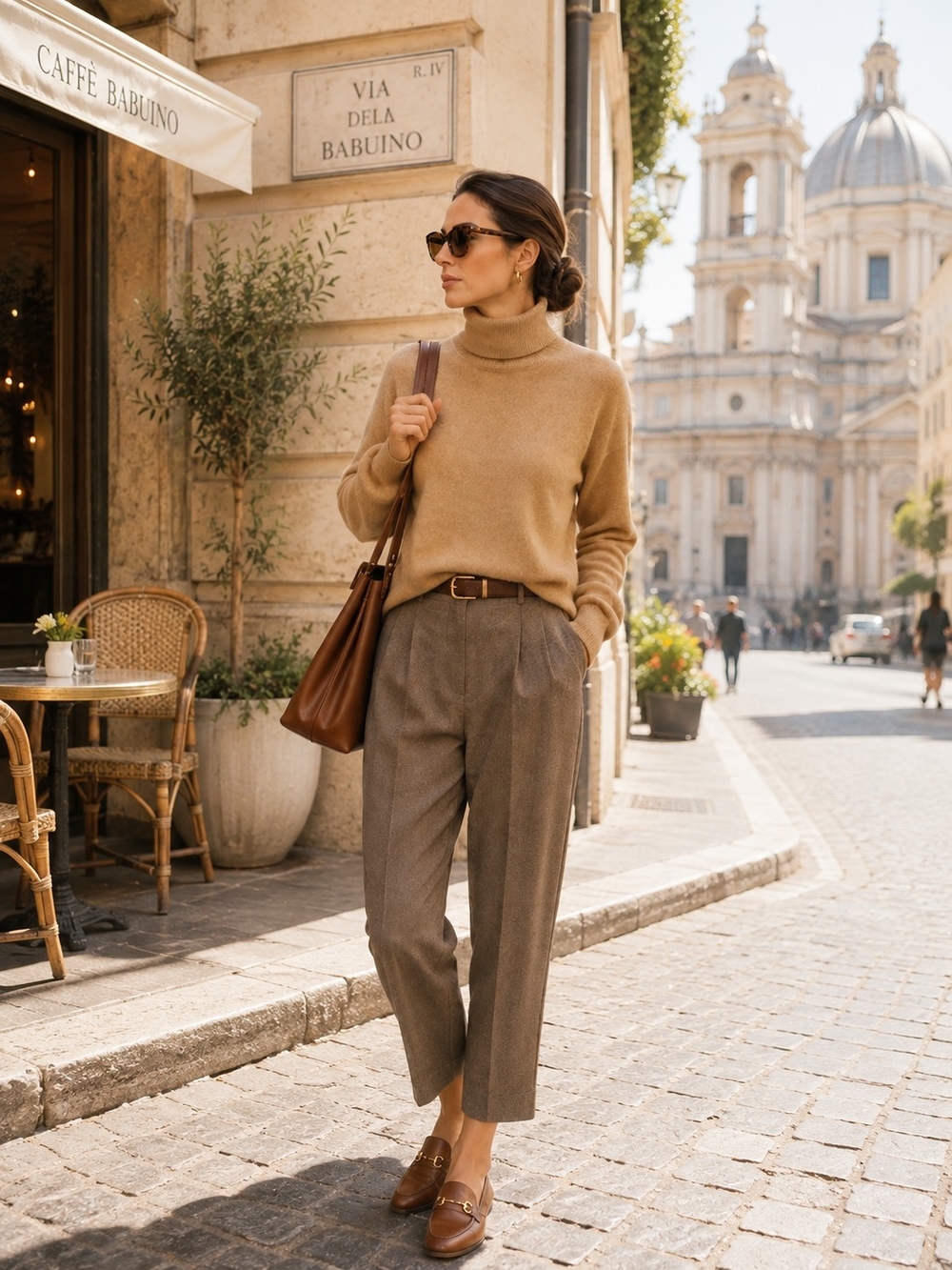 Mango Camel Turtleneck Sweater 100% Cashmere